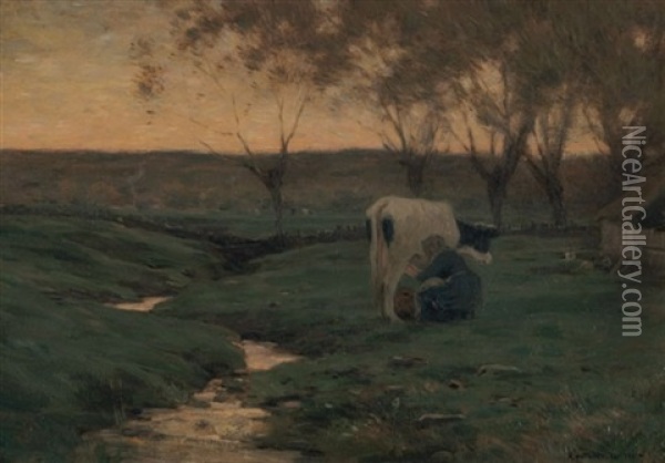 Milking Time Oil Painting - Horatio Walker