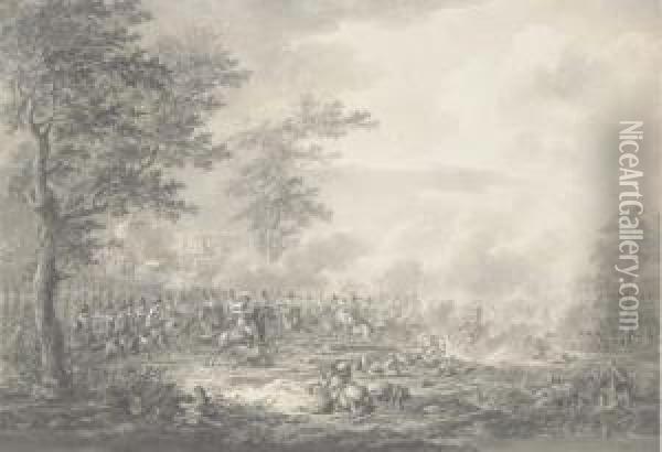 A Cavalry Battle Oil Painting - Dirck Langendijk