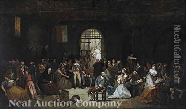 Call For The Last Victims Of The Terror In 1794 At The Prison Of St. Lazare Oil Painting - Charles Louis Lucien Mueller
