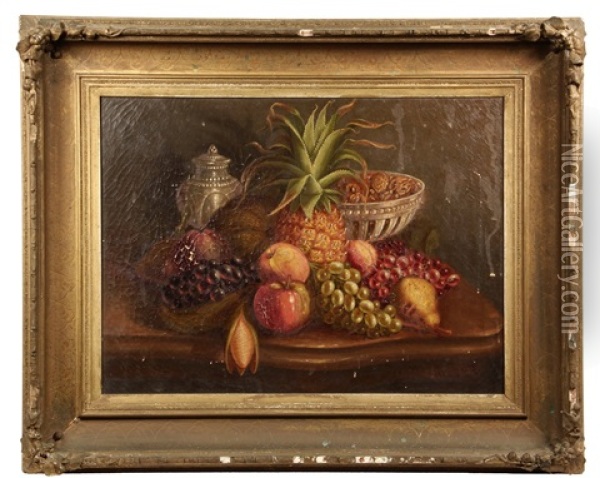 Still Life With Fruit And Glass Bowl Oil Painting - Francois de Blois