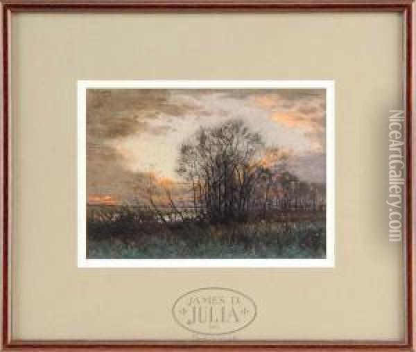 Trees At Twilight Oil Painting - Thomas Rathbone Manley