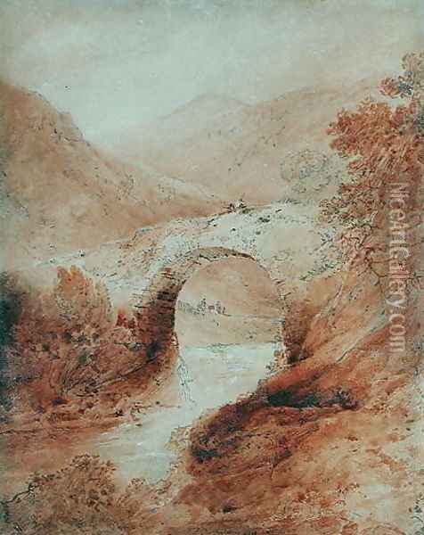 Pontaber, Glasllyn, North Wales, 1802 Oil Painting - John Sell Cotman