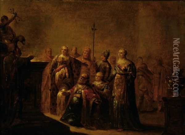 Salomon Worshipping The Idols Oil Painting - Leonard Bramer
