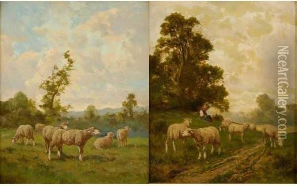 Berger Et Ses Moutons Moutons Oil Painting - Charles Emile Jacque