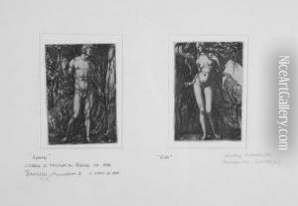 Adam And Eve (two Prints) Oil Painting - Heinrich Aldegrever