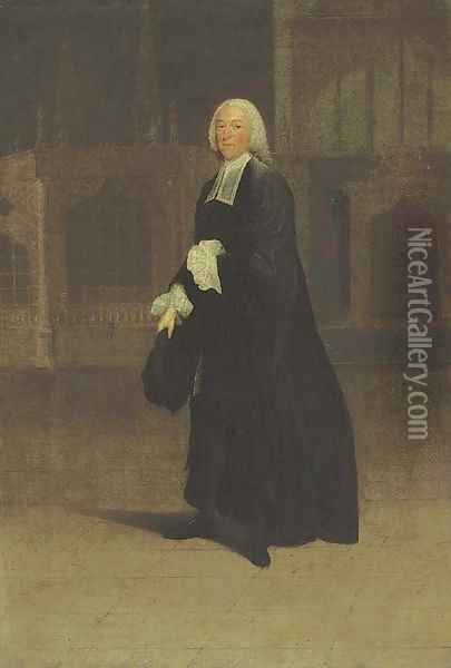 Portrait of Sir James Burrow (1701-1782), small full-length, as Master of the Crown Office Oil Painting - Arthur Devis