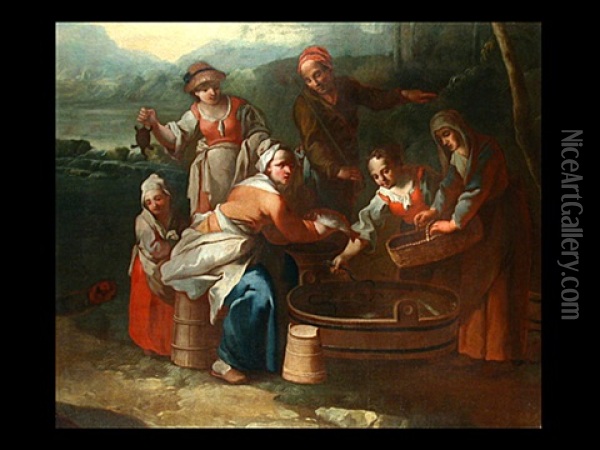 Die Fischverkauferin Oil Painting - Nicola Grassi