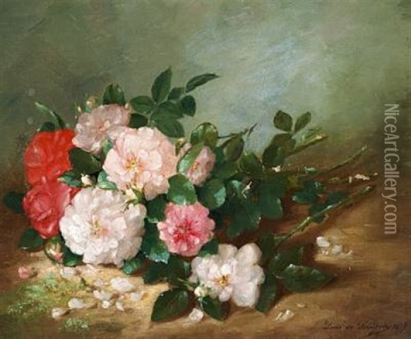 A Bunch Of Roses Oil Painting - Louis Marie de Schryver