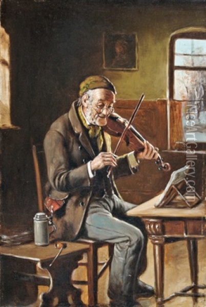 Muzsikalo Oregur Oil Painting - Hermann Kern