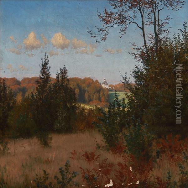 Summer Landscape Near Fredensborg, Denmark Oil Painting - Ludvig Kabell