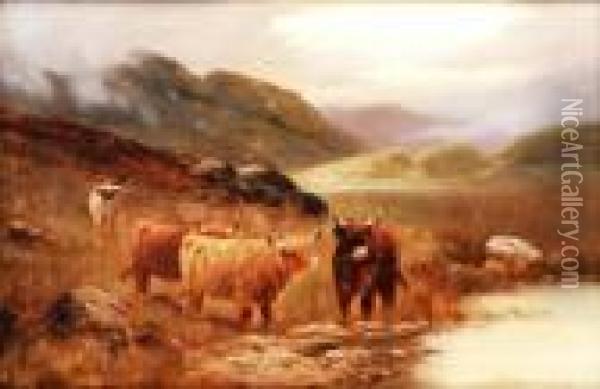 Highland Cattle Oil Painting - William Langley