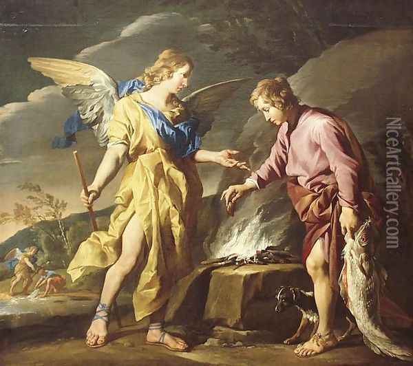 Tobias and the angel 1630-1632 Oil Painting - Matthias Stomer