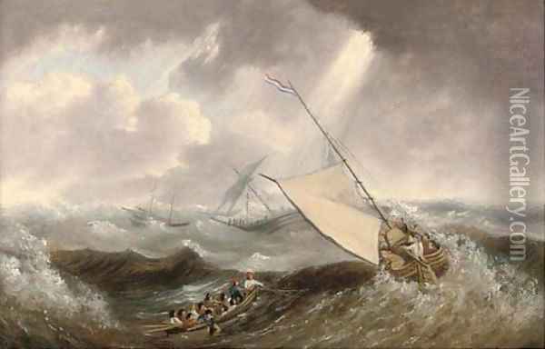 The rescue boat Oil Painting - John Christian Schetky