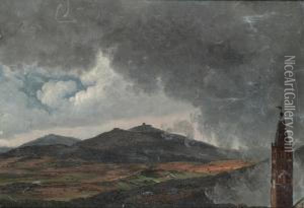 View Of Monticelli, Near Tivoli Oil Painting - Simon-Joseph-Alexandre-Clement Denis