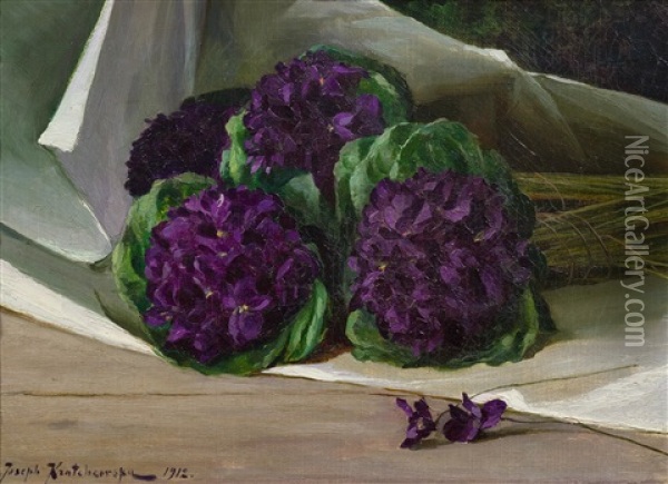 Lilac Oil Painting - Iosif Evstafevich Krachkovsky