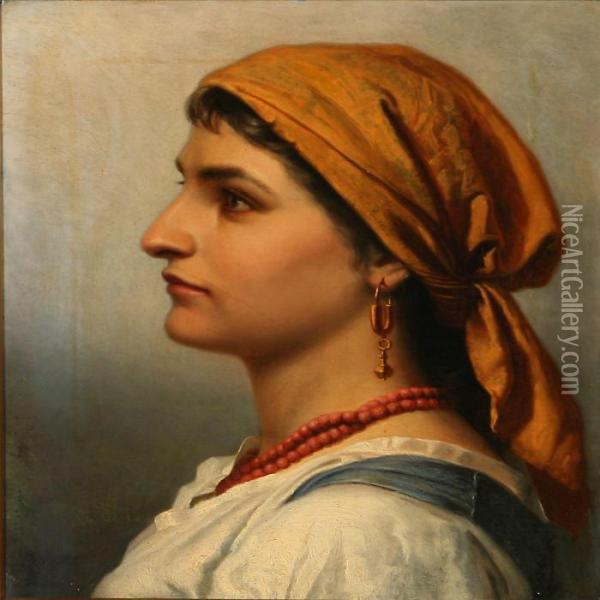 Portrait Of An Italian Woman Oil Painting - Wenzel Ulrik Tornoe