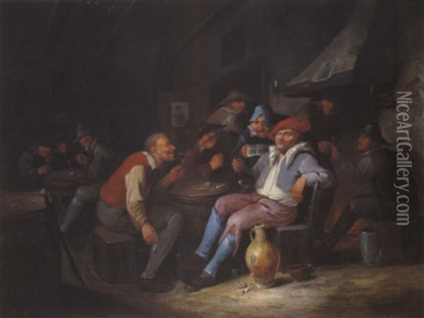 Zechende Bauern Im Wirsthaus Oil Painting - Egbert van Heemskerck the Younger