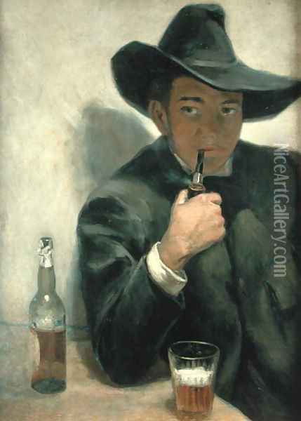 Self Portrait, 1916 Oil Painting - Diego Rivera