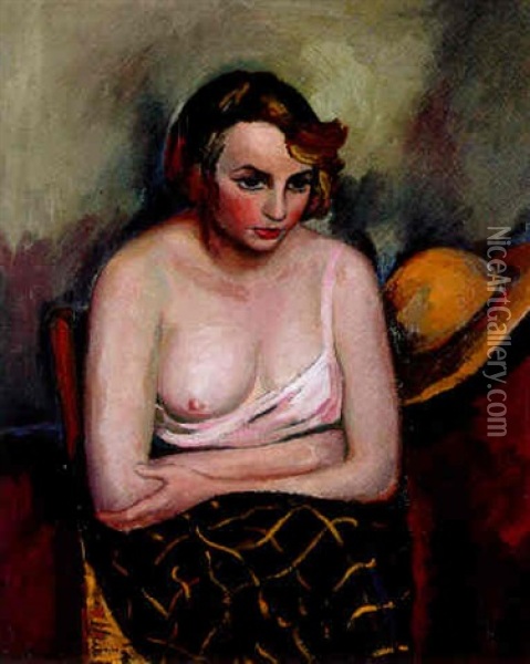 Femme Assise Oil Painting - Jean Hippolyte Marchand