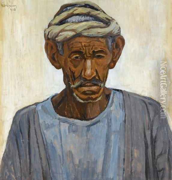 Portrait of an Egyptian Oil Painting - Konstantinos Maleas