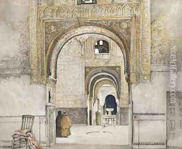 The Hall of the Two Sisters Oil Painting - John Frederick Lewis