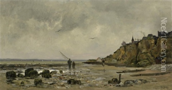 Strand Von Villerville Oil Painting - Hippolyte Camille Delpy