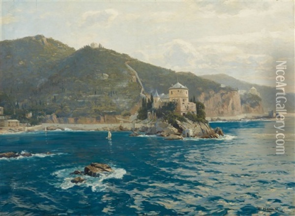 Italian Coastal Landscape Oil Painting - Willy Hamacher