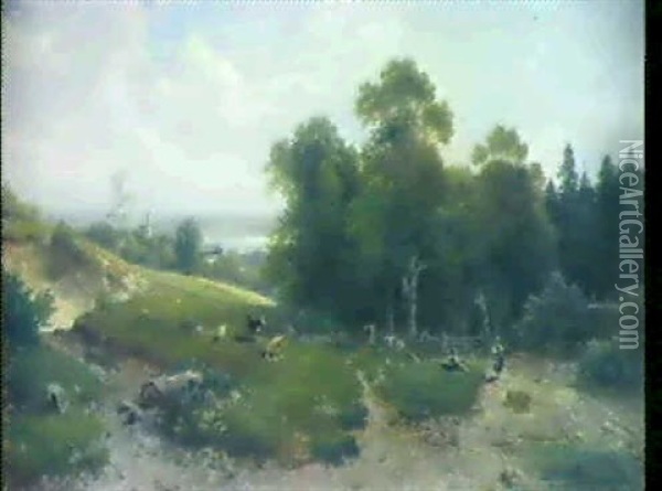 Sommertag Am Chiemsee Oil Painting - Ludwig Sckell