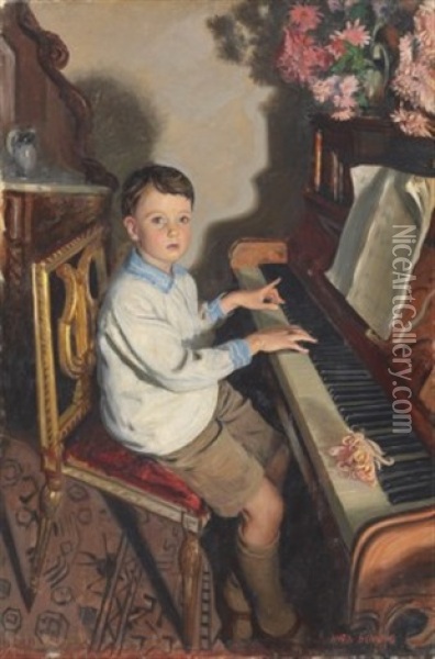 The Pianist Oil Painting - Mark Lancelot Symons