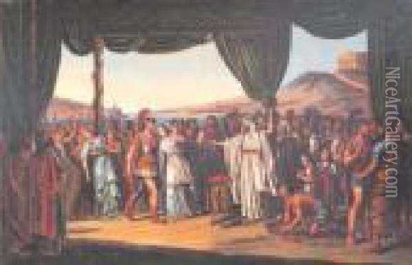 Il Sacrificio Di Polissena (1805) Oil Painting - Giuseppe Angeli