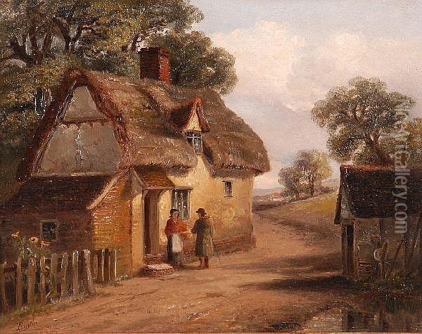 At The Cottage Door Oil Painting - Thomas Smythe