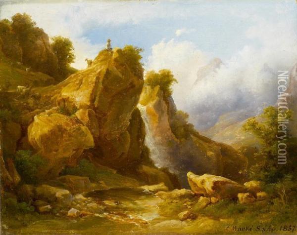 Landschaft Mit Hirten Oil Painting - Karoly, the Elder Marko