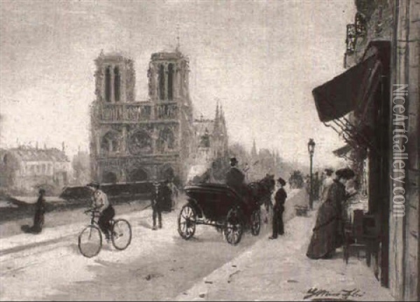 Notre Dame, Paris Oil Painting - Gaspar Miro Lleo