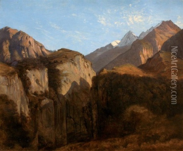 Le Ritzlihorn Vallee D'urbach Oil Painting - Alexandre Calame