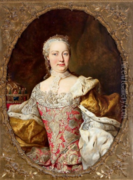Bildnis Der Kaiserin Maria Theresia Mit Der Ungarischen Konigskrone Oil Painting - Martin van Meytens the Younger