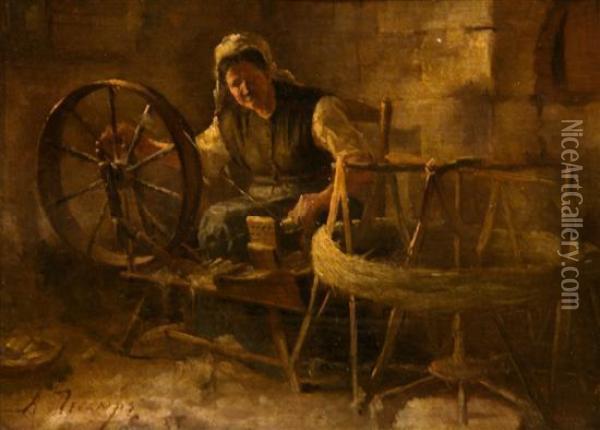 Spring Wheel Oil Painting - Alexandre Gabriel Decamps