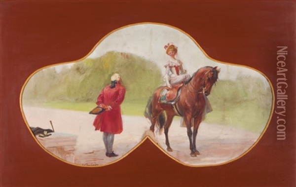 Lady On Horseback Oil Painting - Jose Velloso Salgado