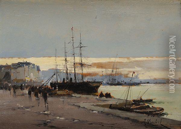 Les Quais Du Port Du Havre Oil Painting - Eugene Galien-Laloue