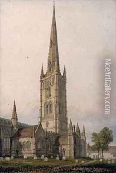 St. Walfram's Church, Grantham Oil Painting - John Chessell Buckler