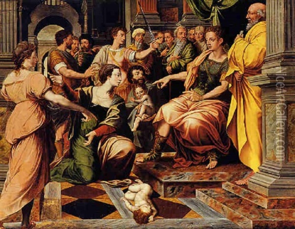 Il Giudizio Di Salomone Oil Painting - Michiel Coxie the Elder