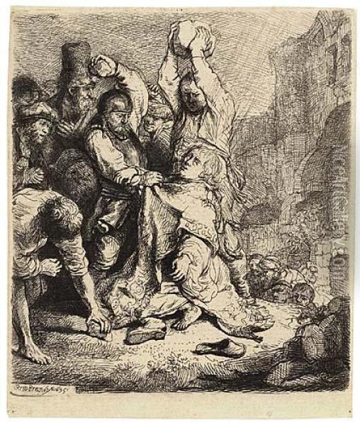 The Stoning Of St. Stephen Oil Painting - Rembrandt Van Rijn