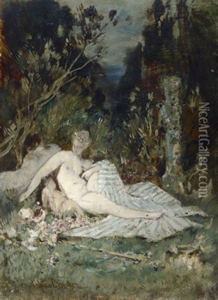 Parklandschaft Mit Venus Und Amor Oil Painting - Eduard Schleich the Elder