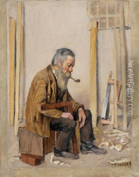 Sitzender Schreiner Oil Painting - Ferdinand Hodler