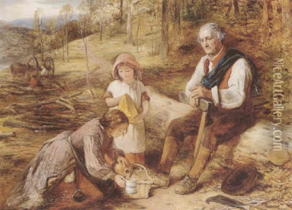 The Woodcutter's Children Oil Painting - Thomas Faed