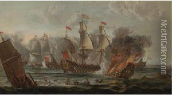 The Battle Of Lowestoft Oil Painting - Adriaen Van Diest