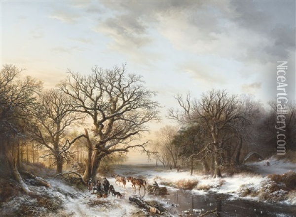 Winter Landscape (1847) Oil Painting - Willem Bodemann