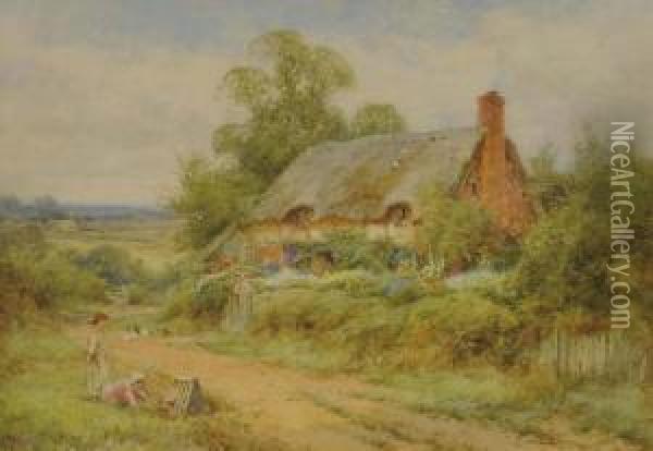 With The Pets On A Summer Day Oil Painting - Henry John Sylvester Stannard