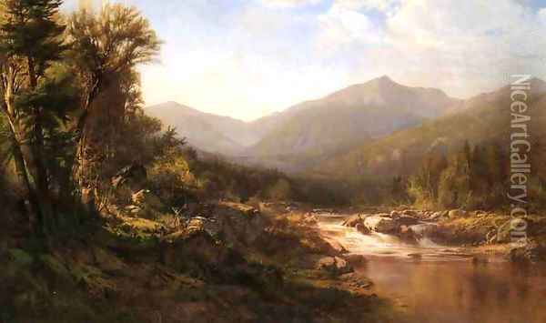 Landscape with Mountains and Stream Oil Painting - Alexander Helwig Wyant