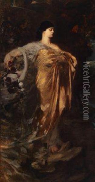 Sappho Oil Painting - Ferdinand Keller