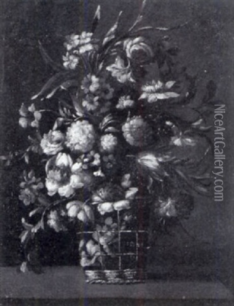 Blumenstilleben In Einem Korb Oil Painting - Juan De Arellano
